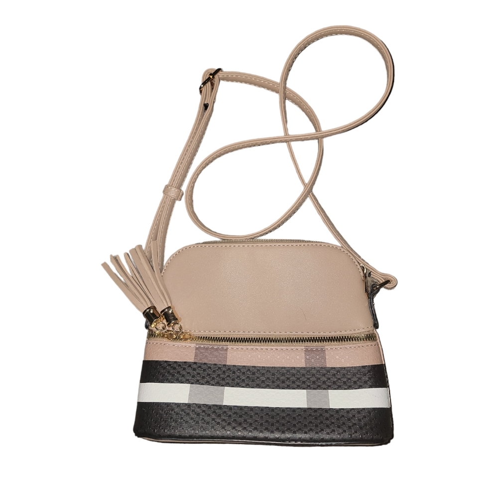 Plaid tan messenger bag